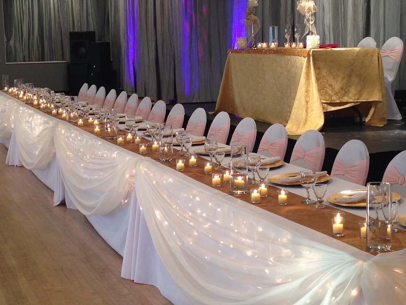 Head Table Fabric & Lights  - Event Rentals - Elegant Wedding ideas in Minnesota